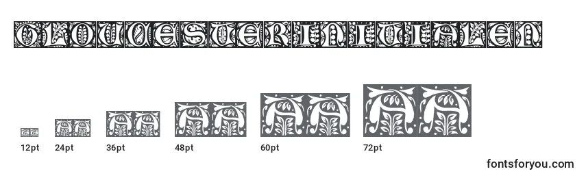 Größen der Schriftart Gloucesterinitialen