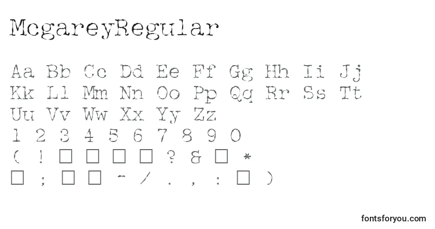 Schriftart McgareyRegular – Alphabet, Zahlen, spezielle Symbole