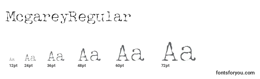 Размеры шрифта McgareyRegular