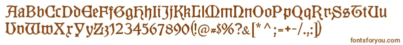 Kuenstlergotisch-fontti – ruskeat fontit valkoisella taustalla