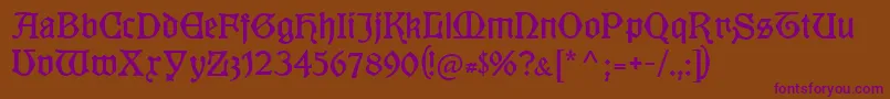 Kuenstlergotisch-Schriftart – Violette Schriften auf braunem Hintergrund