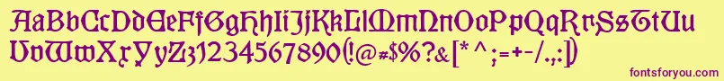 Kuenstlergotisch Font – Purple Fonts on Yellow Background