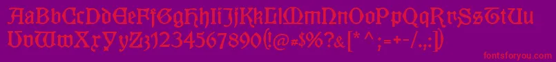 Kuenstlergotisch-Schriftart – Rote Schriften auf violettem Hintergrund