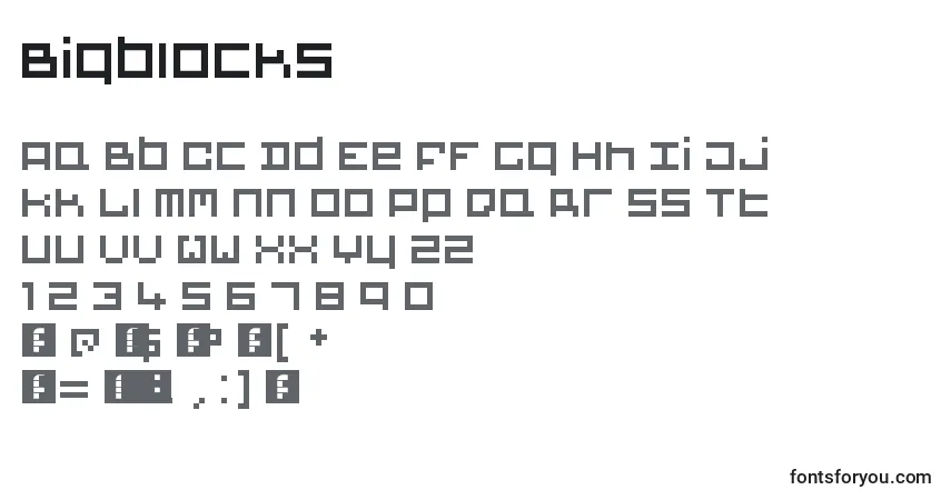 Bigblocks-fontti – aakkoset, numerot, erikoismerkit
