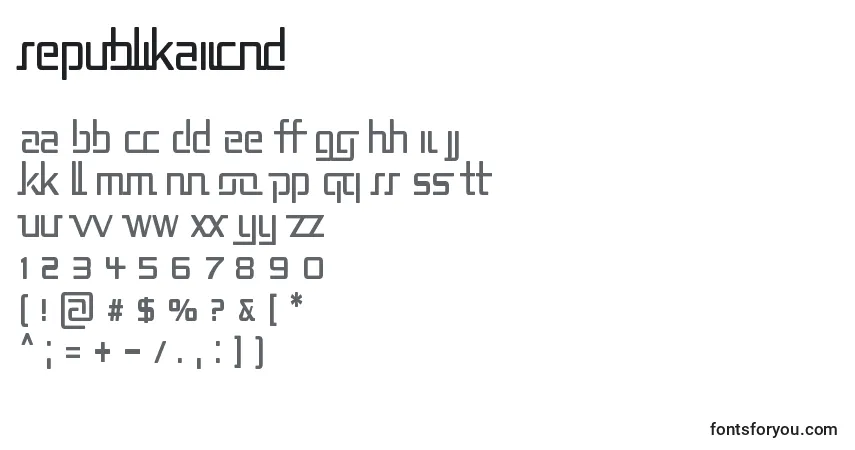 Czcionka RepublikaIiCnd – alfabet, cyfry, specjalne znaki