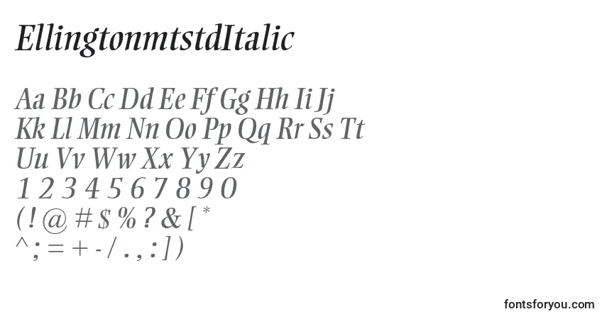 Schriftart EllingtonmtstdItalic – Alphabet, Zahlen, spezielle Symbole