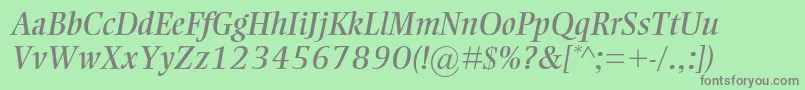 EllingtonmtstdItalic Font – Gray Fonts on Green Background