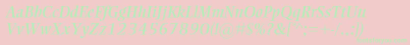 EllingtonmtstdItalic Font – Green Fonts on Pink Background