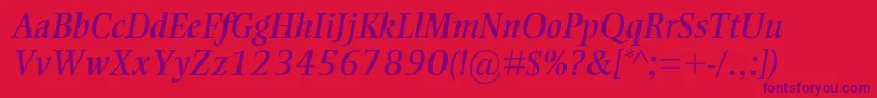 EllingtonmtstdItalic Font – Purple Fonts on Red Background
