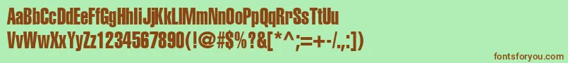 ContextExtraCondensedSsiExtraCondensed-fontti – ruskeat fontit vihreällä taustalla
