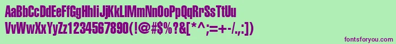 Шрифт ContextExtraCondensedSsiExtraCondensed – фиолетовые шрифты на зелёном фоне