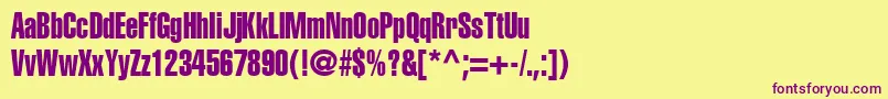 Шрифт ContextExtraCondensedSsiExtraCondensed – фиолетовые шрифты на жёлтом фоне