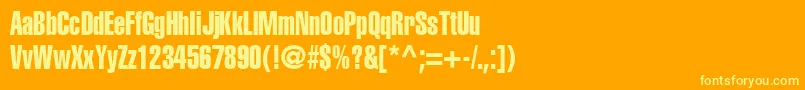 ContextExtraCondensedSsiExtraCondensed-fontti – keltaiset fontit oranssilla taustalla