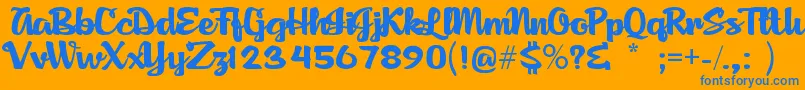 AgnesScript Font – Blue Fonts on Orange Background