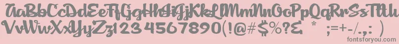 Fonte AgnesScript – fontes cinzas em um fundo rosa
