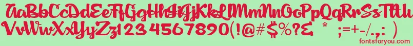 AgnesScript Font – Red Fonts on Green Background
