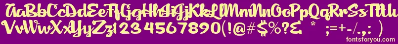AgnesScript-Schriftart – Gelbe Schriften auf violettem Hintergrund