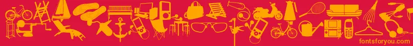 フォントWcSoldOutDBta – 赤い背景にオレンジの文字