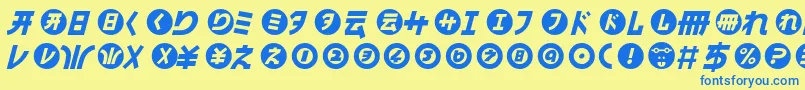 フォントHamangairregularllItalic – 青い文字が黄色の背景にあります。