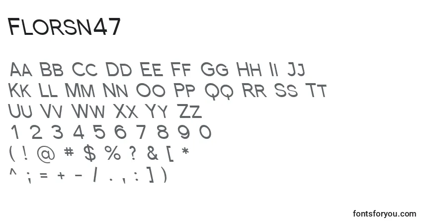 Schriftart Florsn47 – Alphabet, Zahlen, spezielle Symbole