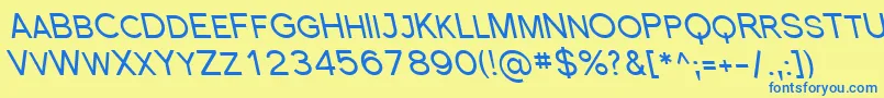 フォントFlorsn47 – 青い文字が黄色の背景にあります。