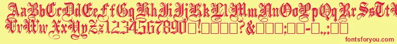 フォントIncisedBlack – 赤い文字の黄色い背景