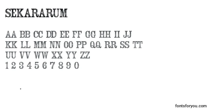 A fonte SekarArum – alfabeto, números, caracteres especiais