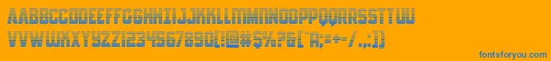 Antillesgrad-Schriftart – Blaue Schriften auf orangefarbenem Hintergrund