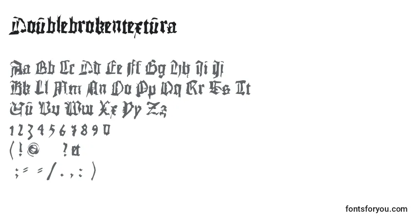 Doublebrokentexturaフォント–アルファベット、数字、特殊文字