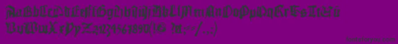 Doublebrokentextura-Schriftart – Schwarze Schriften auf violettem Hintergrund