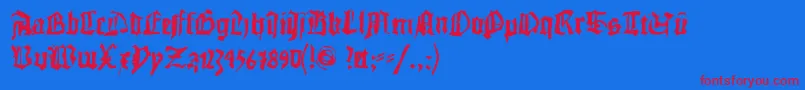 Doublebrokentextura Font – Red Fonts on Blue Background