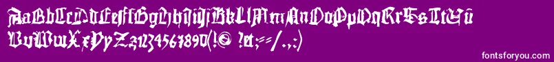 Doublebrokentextura-fontti – valkoiset fontit violetilla taustalla