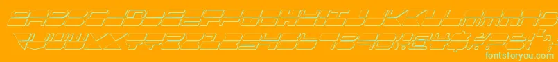 QuickmarkCondShadowItal-Schriftart – Grüne Schriften auf orangefarbenem Hintergrund