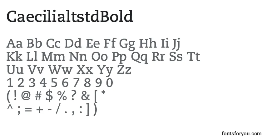 A fonte CaecilialtstdBold – alfabeto, números, caracteres especiais