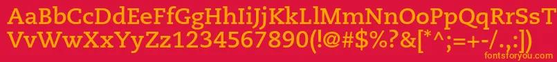 CaecilialtstdBold-Schriftart – Orangefarbene Schriften auf rotem Hintergrund