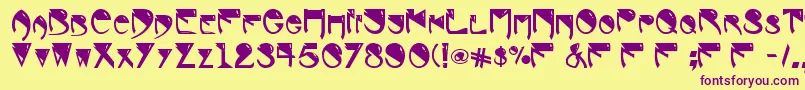 RogerDeansAbwh Font – Purple Fonts on Yellow Background