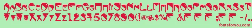 RogerDeansAbwh Font – Red Fonts on Green Background