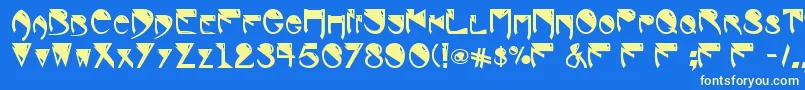 RogerDeansAbwh Font – Yellow Fonts on Blue Background