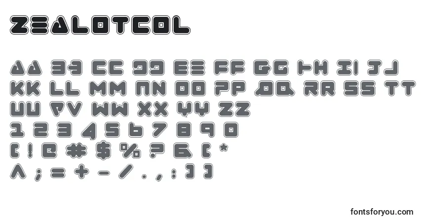 Zealotcol Font – alphabet, numbers, special characters