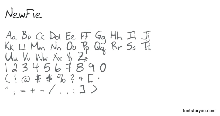 Schriftart Newfie – Alphabet, Zahlen, spezielle Symbole