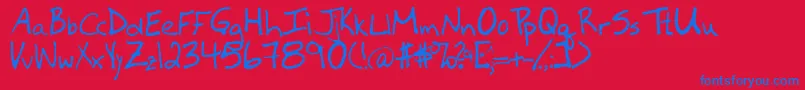 Newfie Font – Blue Fonts on Red Background