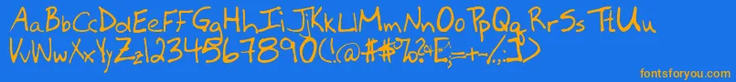 Newfie Font – Orange Fonts on Blue Background