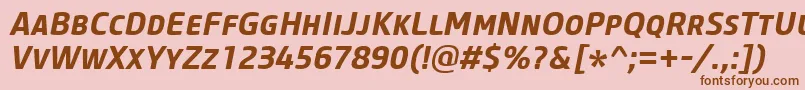 フォントCoreSansMSc65BoldItalic – ピンクの背景に茶色のフォント