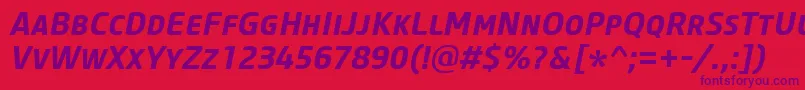 CoreSansMSc65BoldItalic Font – Purple Fonts on Red Background
