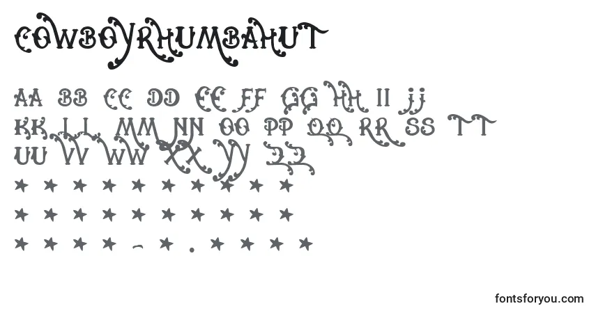 Czcionka Cowboyrhumbahut – alfabet, cyfry, specjalne znaki
