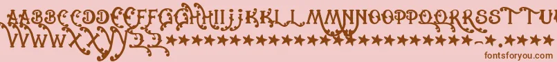 Cowboyrhumbahut-Schriftart – Braune Schriften auf rosa Hintergrund