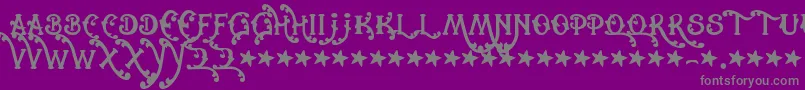 Cowboyrhumbahut-fontti – harmaat kirjasimet violetilla taustalla