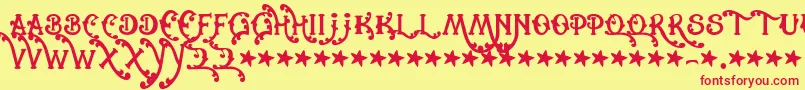 フォントCowboyrhumbahut – 赤い文字の黄色い背景
