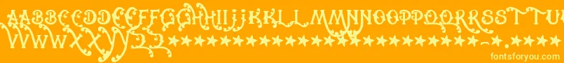 Cowboyrhumbahut-Schriftart – Gelbe Schriften auf orangefarbenem Hintergrund