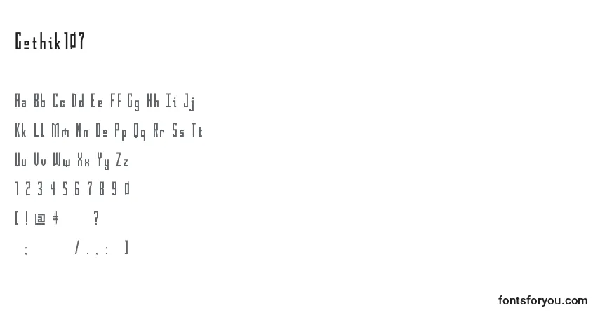 A fonte Gothik107 – alfabeto, números, caracteres especiais